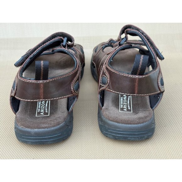 MENS FISHERMAN OPEN TOE HOOK&LOOP CASUAL-OUTDOOR SANDALS BROWN 10 COMFORT - Picture 6 of 11